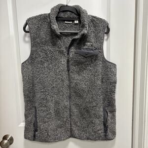 L.L. Bean Vest Women's XL Gray Heather Deep Pile Fleece Vest with Pockets